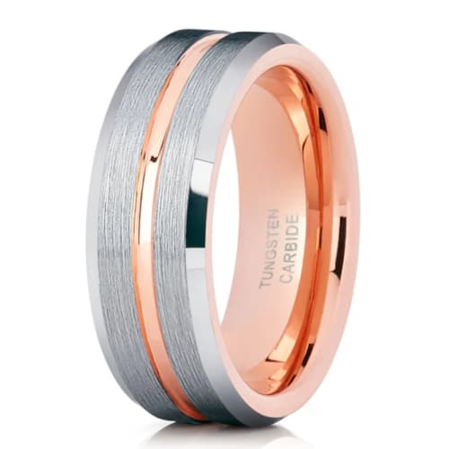 Rose Gold Plated Tungsten Wedding Band