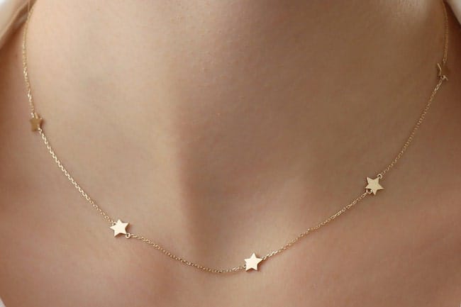 Solid Gold Multiple Star Necklace