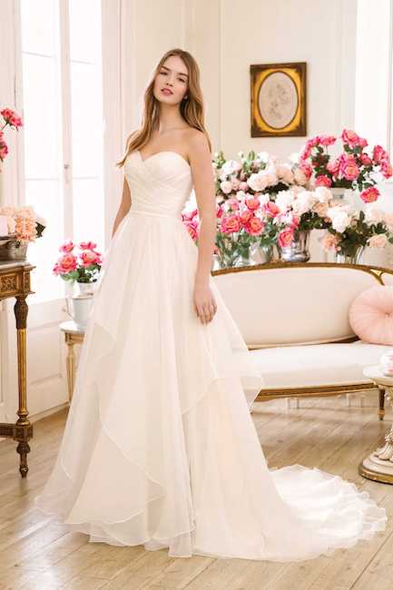 Sweetheart Asymmetric Pleated Organza A-Line Gown