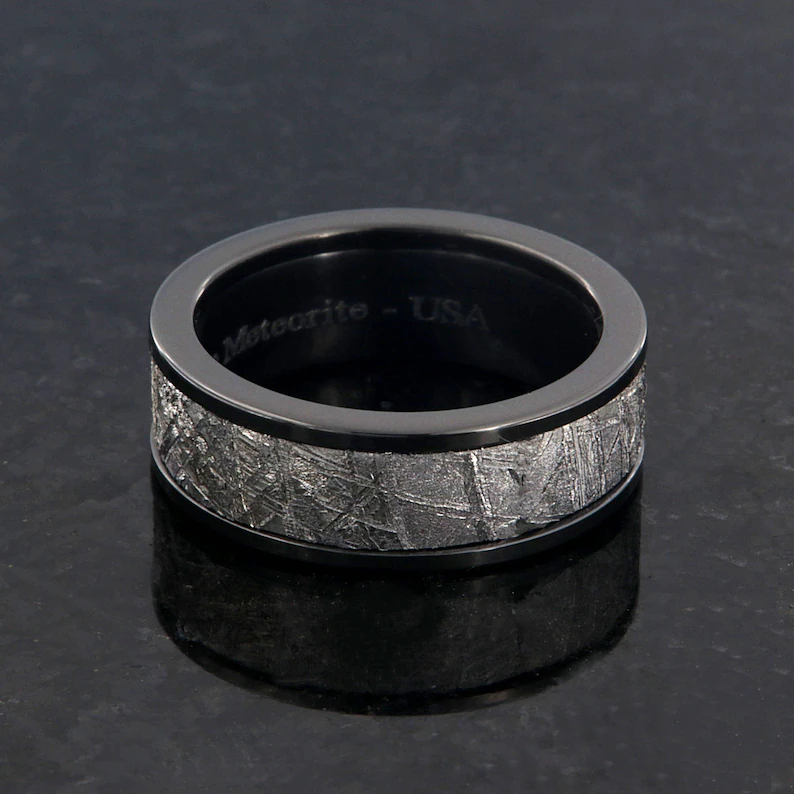 Black Zirconium & Meteorite Ring