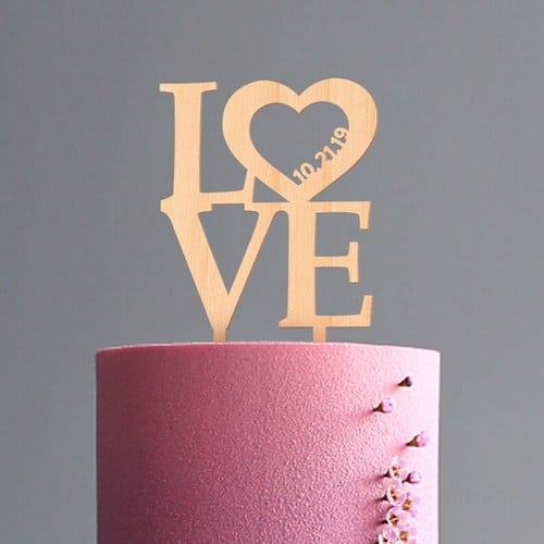 Engraved Love Cake Topper