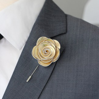 Gold Leather Boutonniere