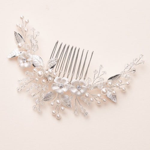 Silver Leaf Bridal Comb
