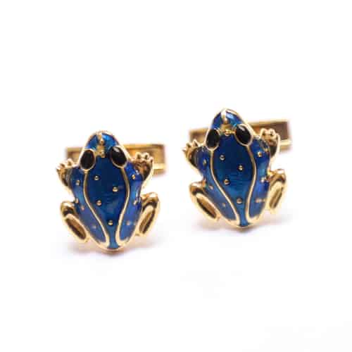 silver frog cufflinks-Royal Blue
