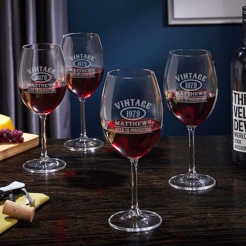 AGED TO PERFECTION PERSONALIZED WINE GLASSES