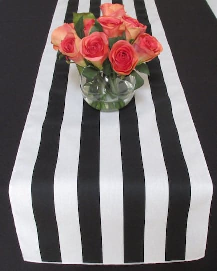 Black And White Striped table runner