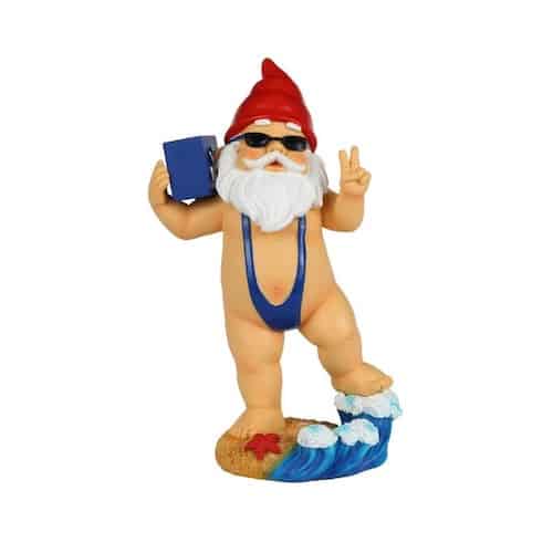 Funny Mankini Garden Gnome with Slab of Beer