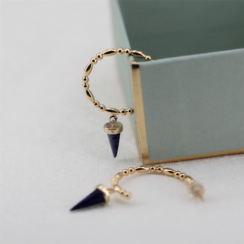 Lapis Lazuli Hoop Bamboo Earrings
