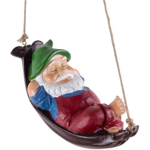 Décoration de nain de hamac en résine multicolore
