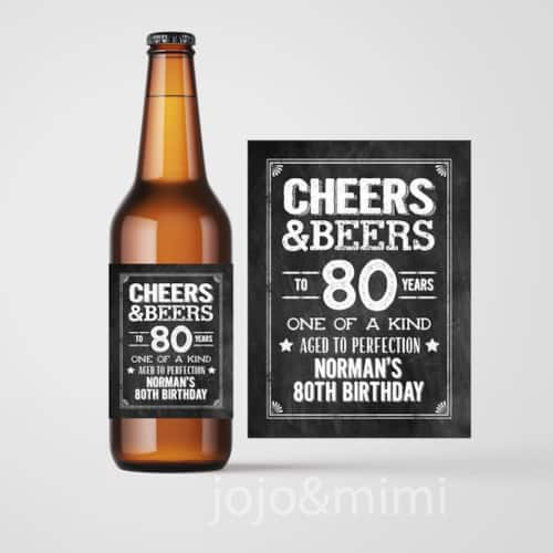 Personalized CHEERS & BEERS to 80 Years Printable