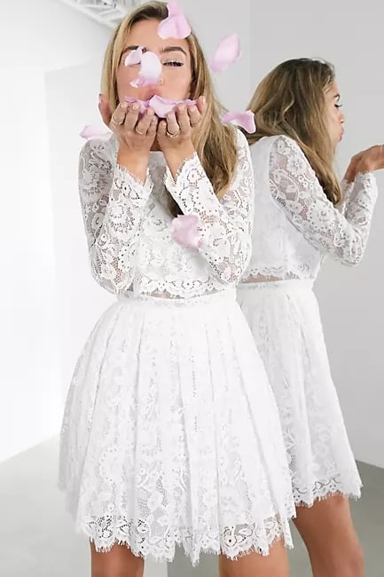 Gigi crop top lace mini wedding dress