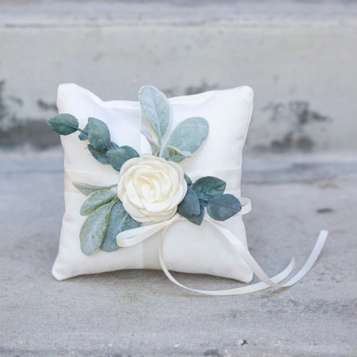 Ivory Ring Cushion with Greenery