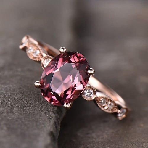Pink Tourmaline Engagement Ring