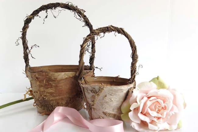 Rustic Birch Flower Girl Basket