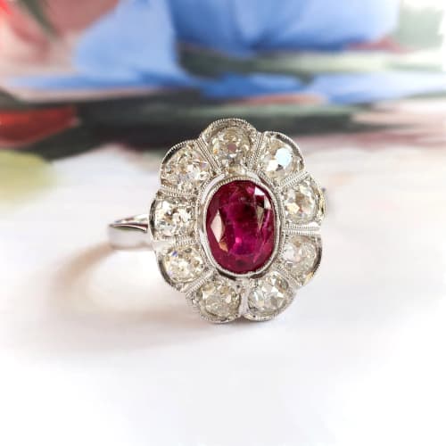 Antique Edwardian French Ruby & Diamond Ring