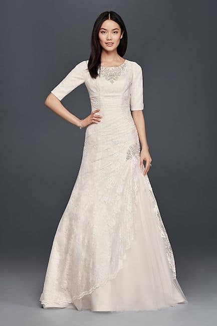 Beaded Trumpet Dress with 3/4 Sleeves