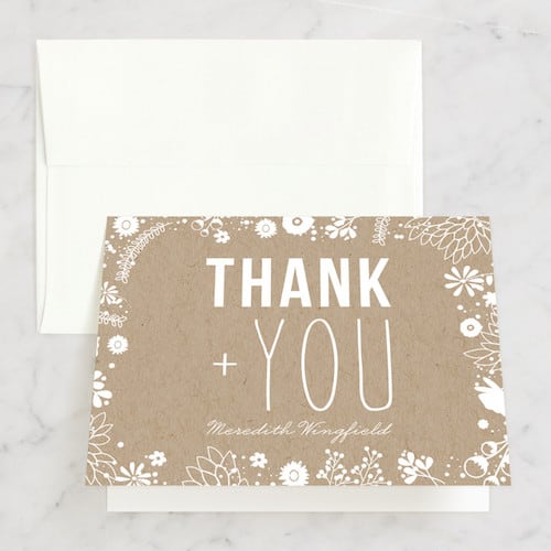 Craft and Florals Bridal Shower Thank You Cards
