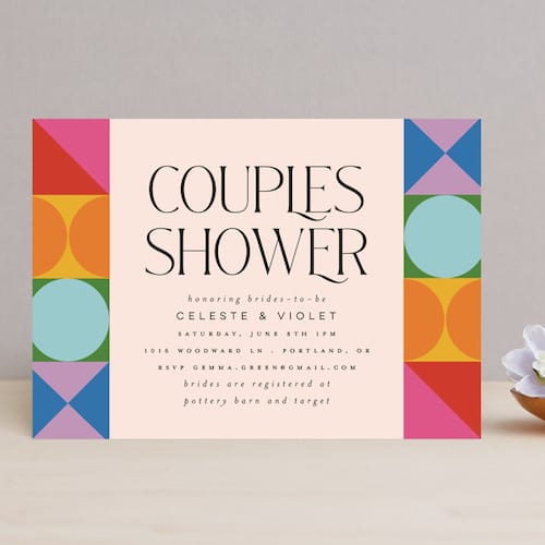 Mod Rainbow Couples Shower Invitations