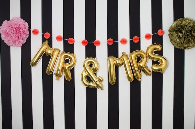 Mr & Mrs Rose Gold balloons