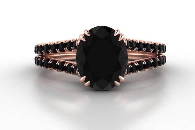 Oval Black Diamond Engagement Ring