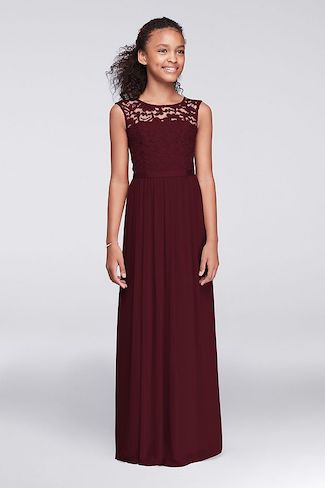 Cap Sleeve Lace and Mesh Long Girls Dress