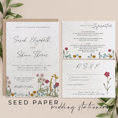 Plantable SEED PAPER Wedding Invitation