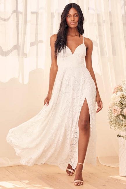 White Lace Sleeveless Maxi Dress
