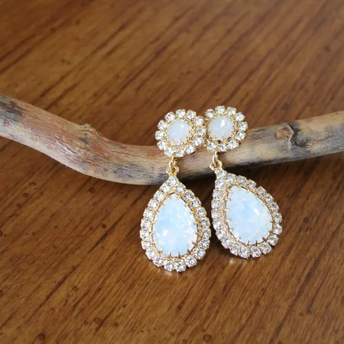 White Opal Bridal earrings