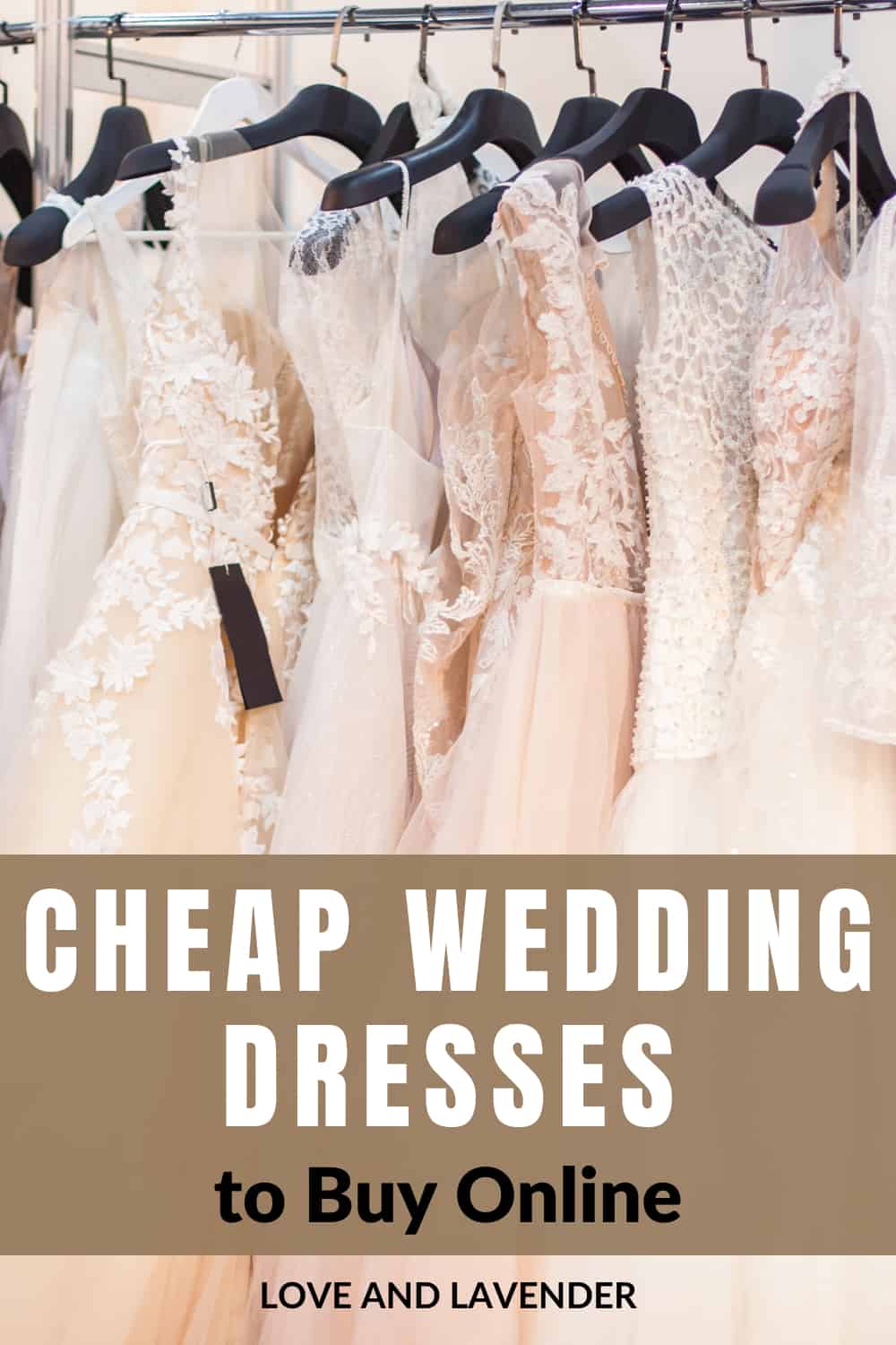 Pinterest pin - 7 Cheap Wedding Dresses