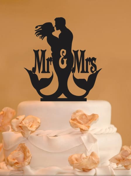 Merman and Mermaid custom wedding cake topper