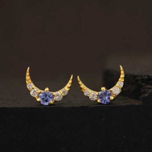 Tanzanite Moon Earrings