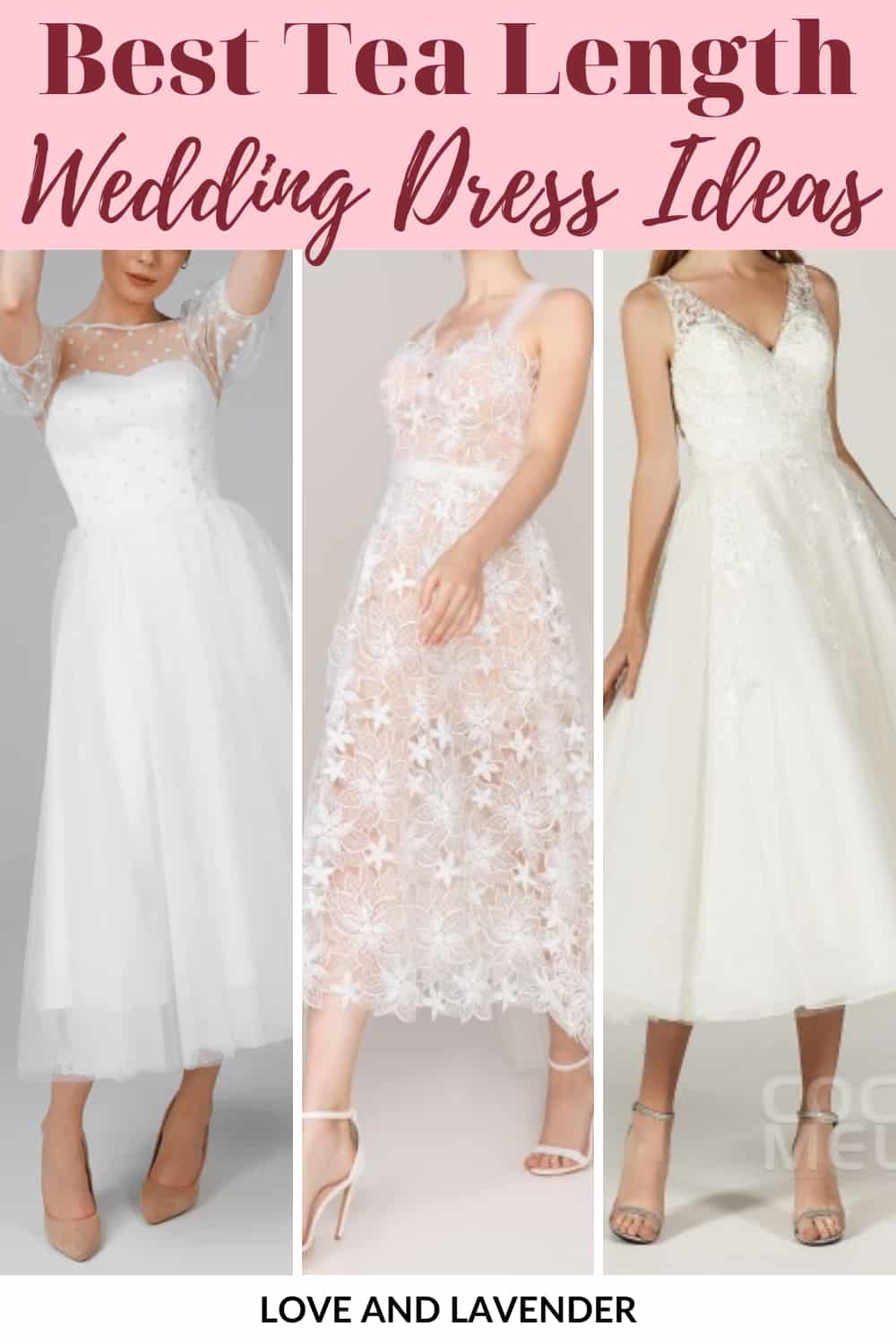 Pinterest pin - Tea Length Wedding Dresses