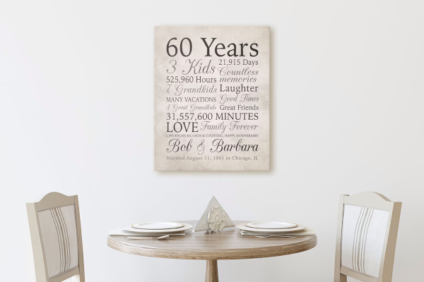 60th Anniversary (Diamond) – 60 Years Married Sign
