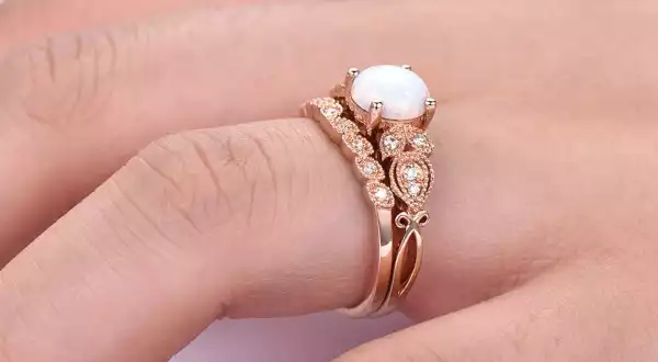 Art Deco Style Opal Engagement Ring
