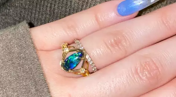 Australian Black Opal Diamond Ring