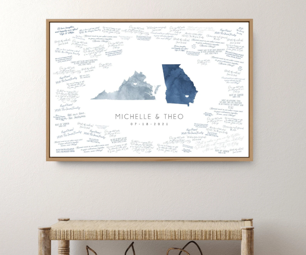 Blue Watercolor State Map