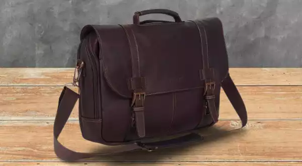 Colombian Leather Flapover Laptop Bag