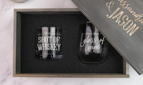 Etched Wine & Whiskey Glasses