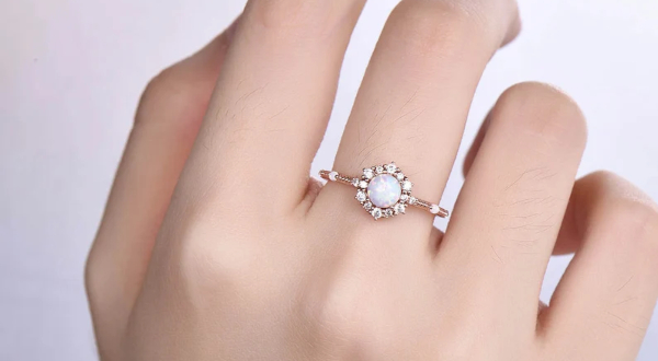 Floral-Shaped Opal Engagement Ring
