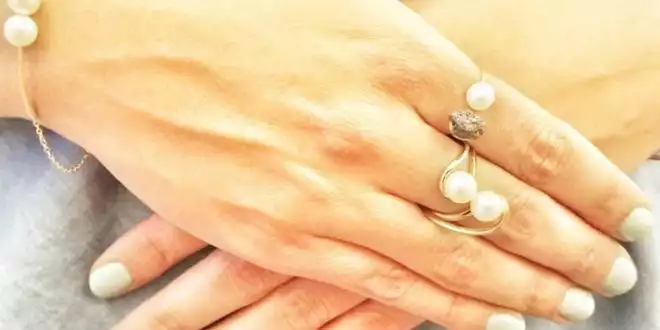 Gold Pearl Boho Bridal Ring