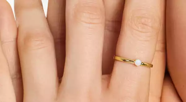 Petite Single Opal Birthstone Ring