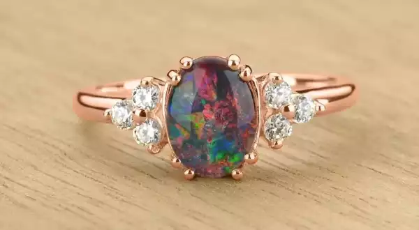 Rare Australian Black Opal Ring