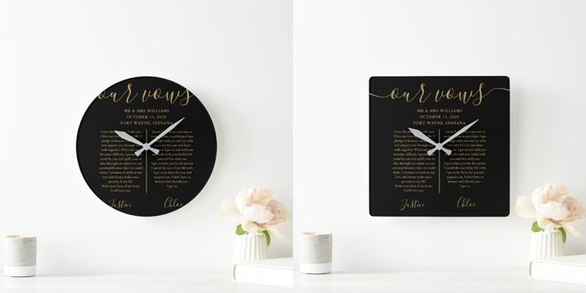 Wedding Vows Square Wall Clock