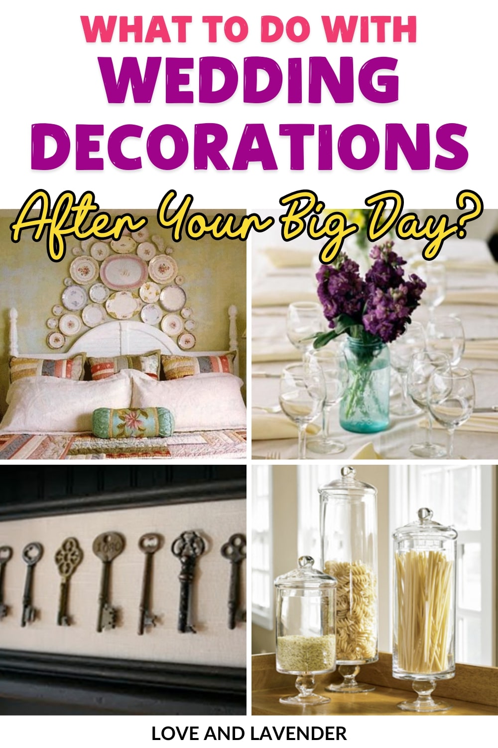 Had a blast at your wedding but not sure what to do with all the decorations now? In this blog post, we'll be sharing ideas on how to repurpose your wedding decor into fabulous home decor! See more .