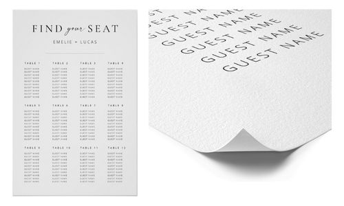Modern Minimalist Script Wedding Seating Chart