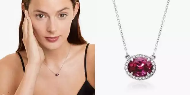 Oval Rhodolite And Diamond Necklace