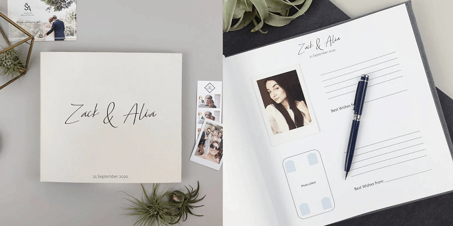 Ivory and Black Polaroid Guest Book