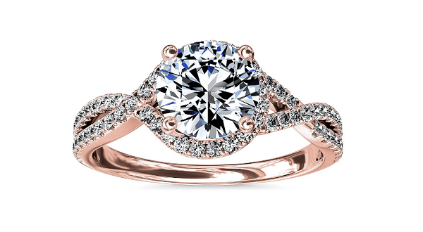 Twisted Halo Diamond Engagement Ring