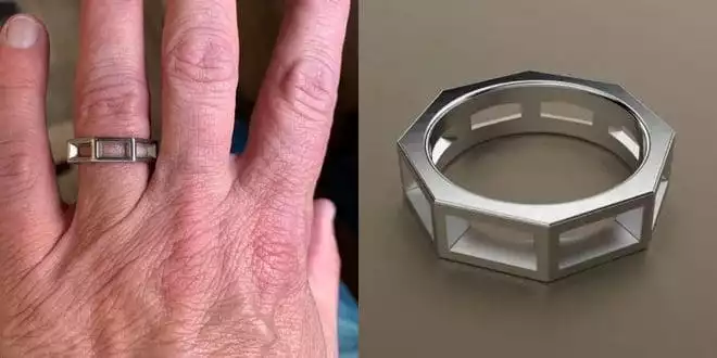 White Gold Open Octagon Band