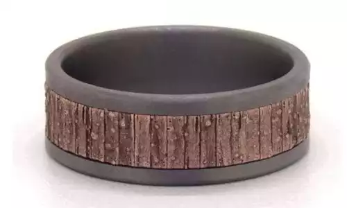 Wood Texture Rose Gold Band